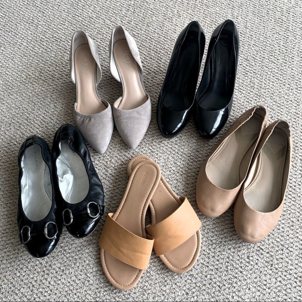 Lot of shoes: 5 pairs, neutral shoes, office shoes